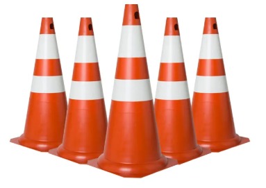 Cones de sinalização de 75 centímetros
